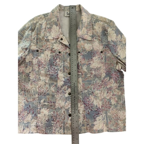 Selene Womens Floral Denim Jacket lightweight Size Medium - Picture 5 of 7